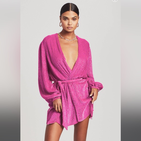 Retrofete Gabrielle Sequin hot pink dress . - Picture 4 of 10